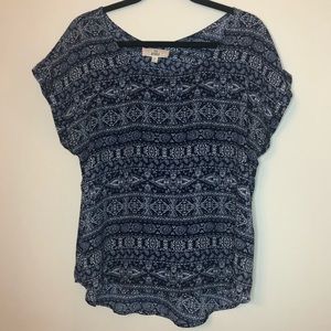 Navy Blue Aztec Print Blouse